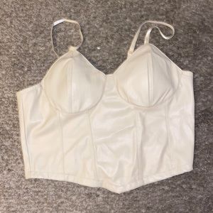 Faux leather beige top